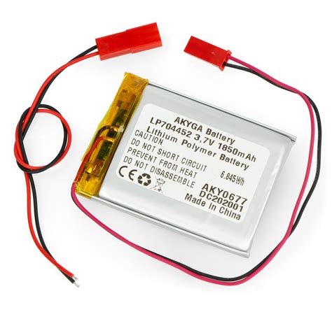 Akyga Li Pol Cell 1850mAh 1S 3 7V JST BEC Botland Robotic Shop