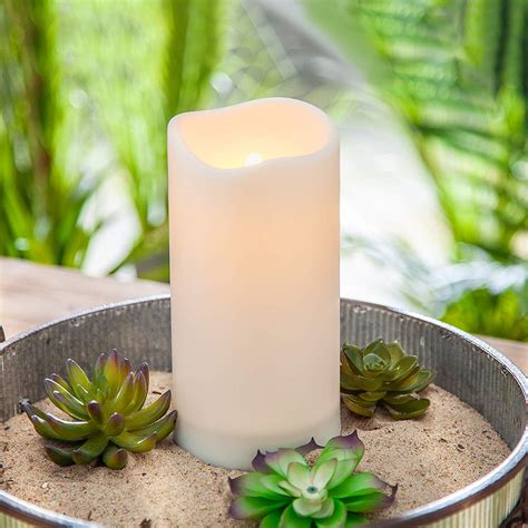 Illuminated Garden Solar Outdoor Resin Candle X Inch White