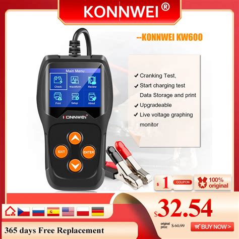 Konnwei Kw600 12v Car Battery Tester 100 To 2000cca 12 Volts Battery