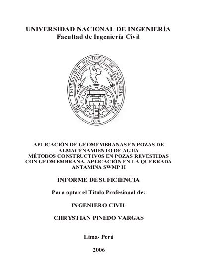 Aplicación de geomembranas en pozas de almacenamiento de agua métodos