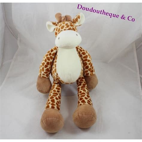 Peluche girafe NICOTOY beige tâches marron 30 cm SOS doudou