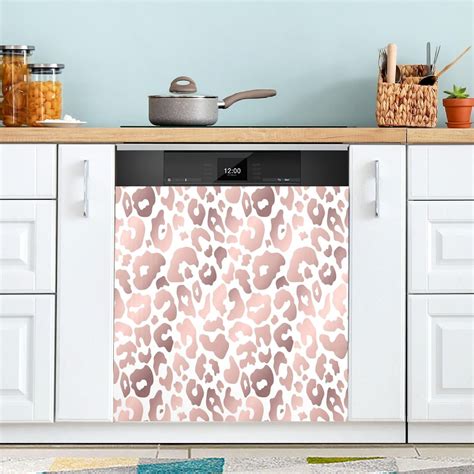 Dreamtimes Rose Gold Leopard Pattern Dishwasher Magnet Cover For The