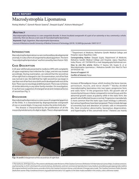 PDF Macrodystrophia Lipomatosa