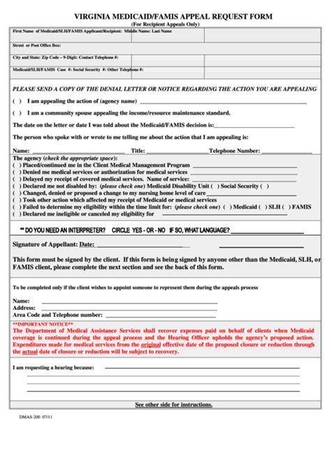 Printable Medicaid Application Form Virginia Printable Form