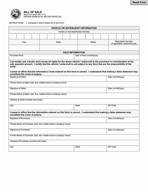 Free Fillable Indiana Vehicle Bill Of Sale Form ⇒ Pdf Templates