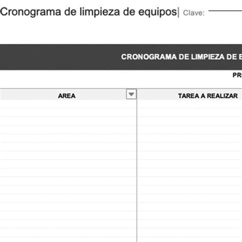 Cronograma De Limpieza De Equipos