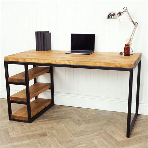 Industrial Welded Box Steel Desk with Reclaimed Timber
