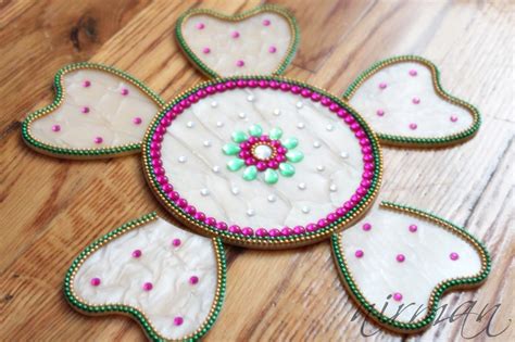 Buy White And Pink Rangoli Kundan Bollywood Inspired Acrylic Online In