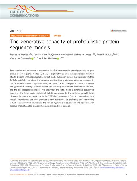 Pdf The Generative Capacity Of Probabilistic Protein Sequence Models