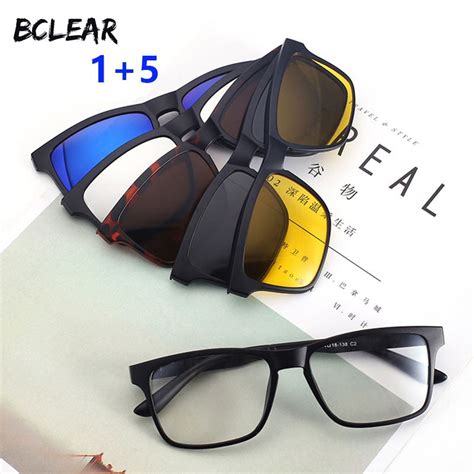 Bclear Mens Eyeglasses With 5 Clip On Lenses Fuzweb