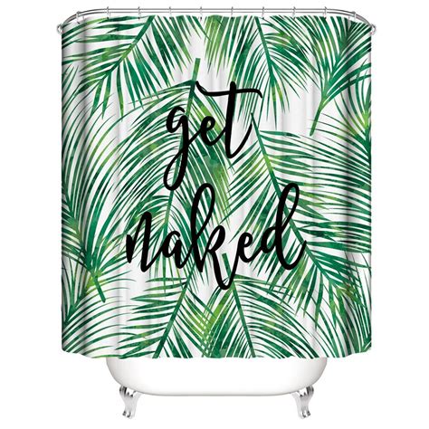 Cortina De Ducha Get Naked Leaf Print De Poliéster Impermeable Venta Internacional Coppel