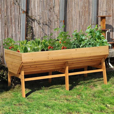 VEIKOUS 70 In L Oversized Wooden Raised Garden Bed With Funnel Design