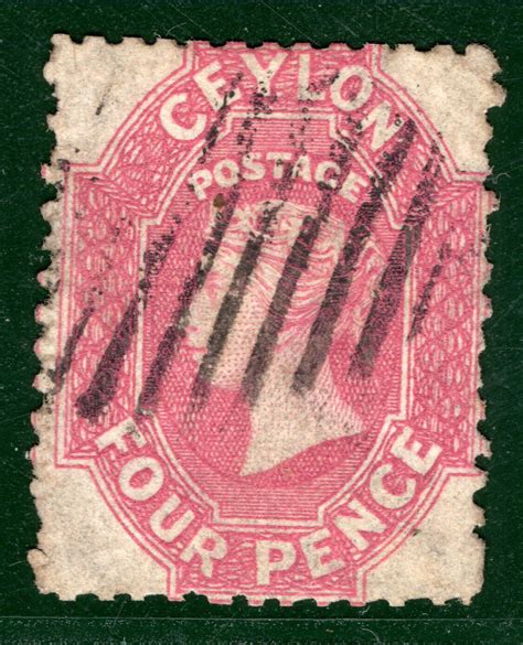 Ceylon Qv Classic Stamp Sg B D Rose Used Cat Samwells