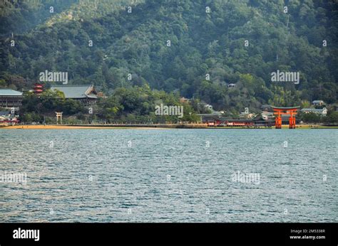 View Of Itsukushima Shrines Torii Gate And Mount Misen Miyajima