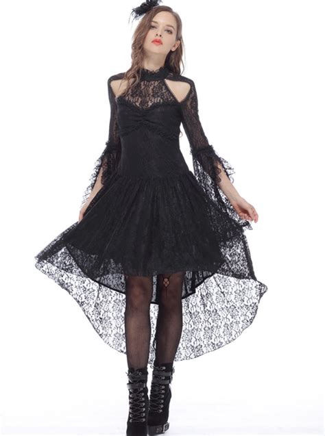 Gothic Black Lace Slim Sexy Long Sleeve Dress Magic Wardrobes