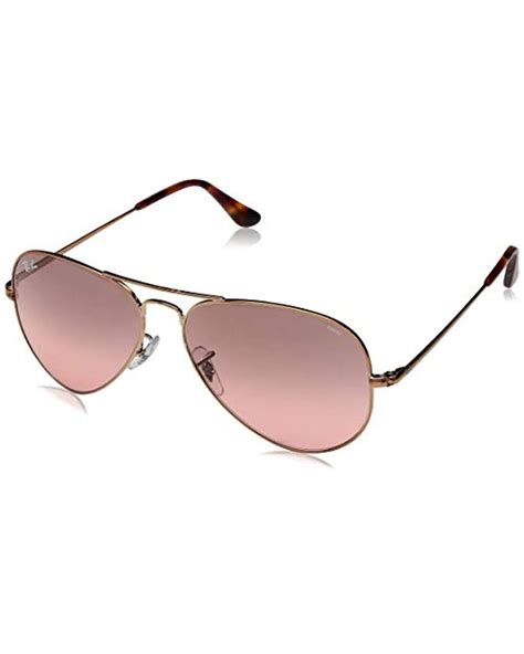 Lyst Ray Ban 0rb3689 Polarized Aviator Sunglasses Copper 55 0 Mm In Brown