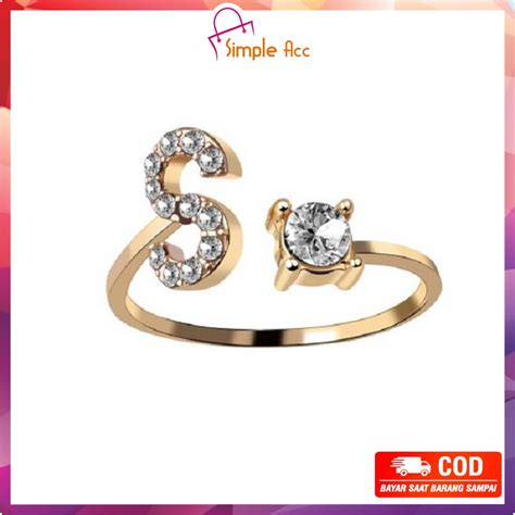 Jual Do K Cincin Huruf Gold Stainless Inisial Nama Cincin Alphabet