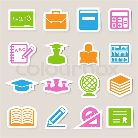 Education Sticker Icons Set Stock Vector Colourbox