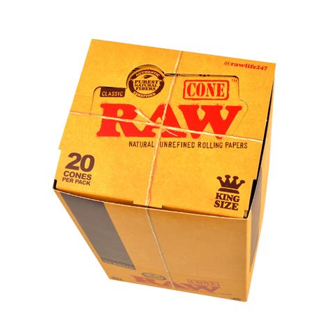 Raw Classic Pre Rolled King Size Cones 12 Packs Of 20 Tobacco Stock