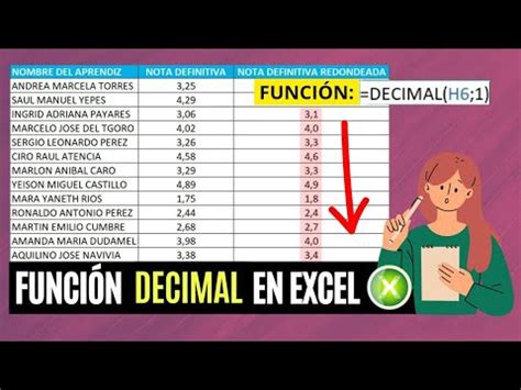 FUNCION DECIMAL EN EXCEL YouTube