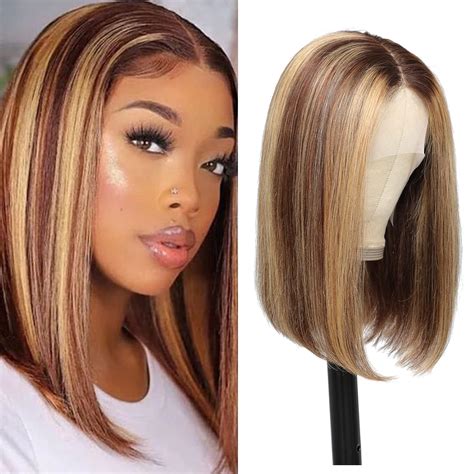 Amazon Tendersse Highlight Bob Wig Human Hair 13x4x1 T Part Lace