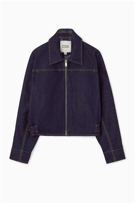 Oversized Cropped Denim Jacket Indigo