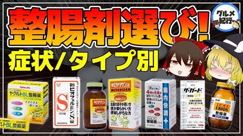 【ゆっくり解説】賢い整腸剤選び！乳酸菌と酪酸菌？症状別・タイプ別の整腸剤の選び方 ゆっくり解説まとめ