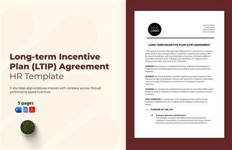 Long Term Incentive Plan Ltip Agreement Hr Template In Word Pdf