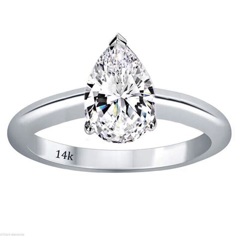 2 00 Ctw Pear Shape Cut Solitaire Wedding Engagement Ring Set In 14k White Gold Ebay