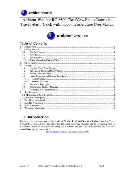 User Manual Ambient Weather Rc English Pages