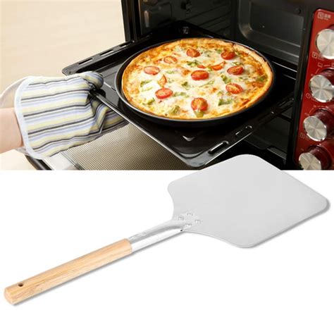 VBESTLIFE Wooden Handle Pizza Peel,1Pc Kitchen Aluminum Alloy Pizza ...