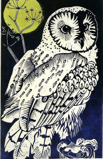 Barn Owl Long And Ryle Linocut Bird Art Linocut Prints