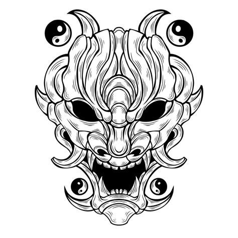 Free Vector Oni Mask Tattoo Tribal 15737055 Vector Art At Vecteezy