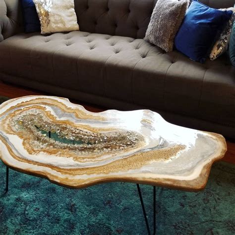 Geode Table Resin Epoxy Side End Coffee Commission Large Etsy