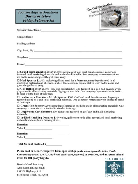 Fillable Online Tee Off Sponsor Donor Form Fax Email Print Pdffiller