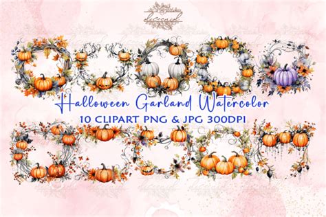 Halloween Garland Watercolor Clipart Graphic by Diceenid · Creative Fabrica