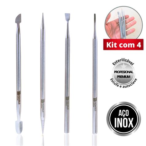 Kit Esp Tula Palito Desencravador Raspador Manicure Unha Cut Cula