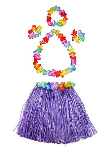 Fortuning S Jds Girl S Elastic Hawaiian Hula Dancer Grass Skirt With