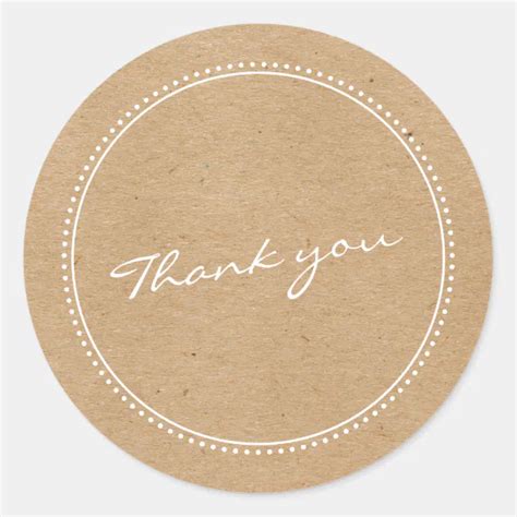 Rustic Kraft Thank You Script Lettering Milgrain Classic Round Sticker