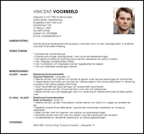 Voorbeeld Curriculum Vitae Klantenservicemedewerker Livecareer