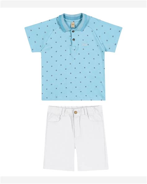 Riachuelo Conjunto Infantil Polo E Bermuda Trick Nick Azul