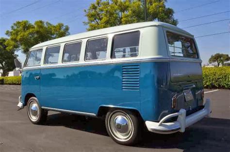 Vw Bus Deluxe 13 Window Sea Blue Vw Bus For Sale