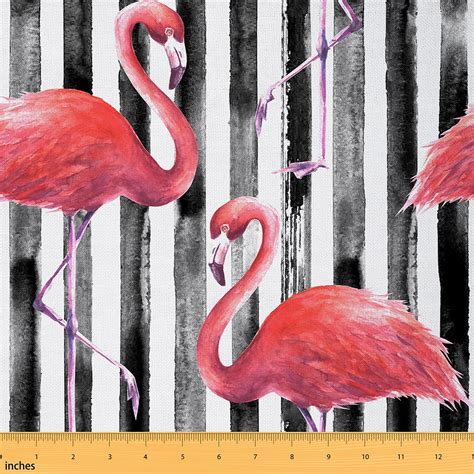 Pink Flamingo Polyester Fabric By The Yard Natural Watercolor Etsy