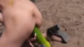 Nude Amateur Slut Shoves A Giant Cucumber Up The Ass In Outdoor Xxx