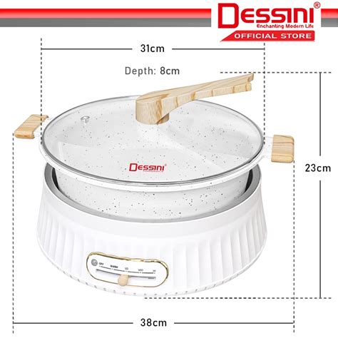 Dessini Italy Electric Cooker Hot Pot Steamboat Casserole Non Stick