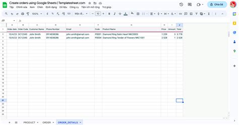 Create orders using Google Sheets - Google sheets templates for human resources, timekeeping ...