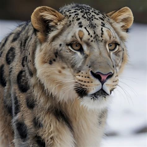 Premium Photo | Lion and snow leopard hybrid genarated by AI