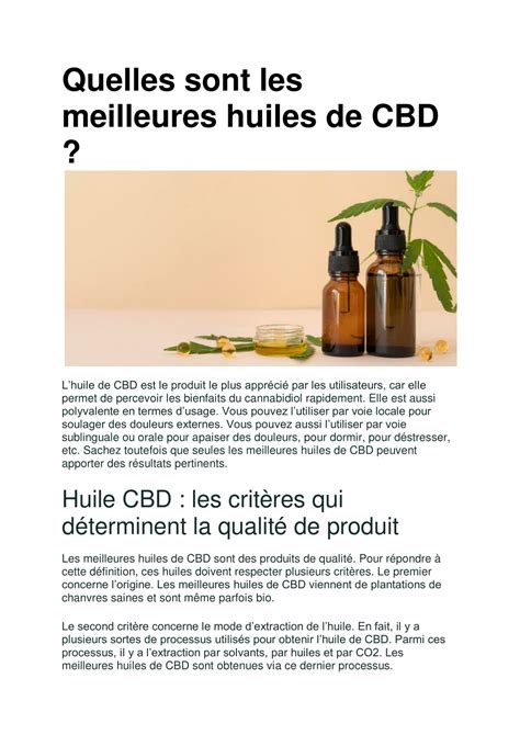 PPT Quelles Sont Les Meilleures Huiles De CBD PowerPoint