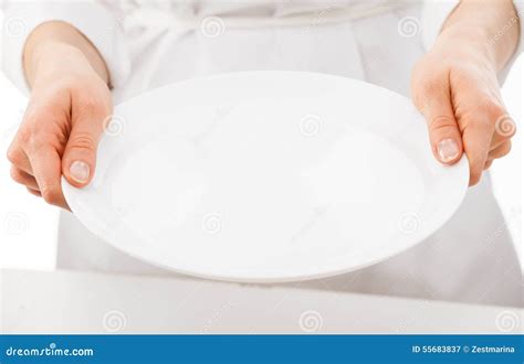 Woman S Hands Holding White Plate Stock Image Image Of Empty