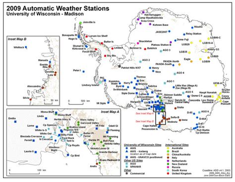 Antarctic Automatic Weather Stations Map - Antarctica • mappery